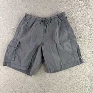 Be Present Cargo Shorts Womens Medium Gray Drawstring Yoga USA Made